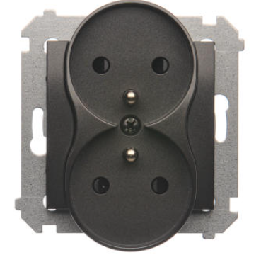 Kontakt SIMON 54 gniazdo podwójne z uziemieniem, antracyt 01